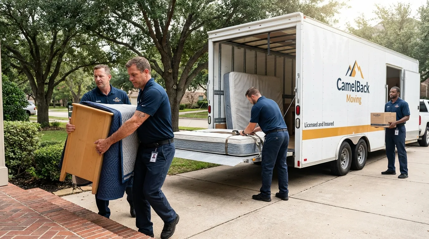 Crew loading residential truck for cross-state move from Chaska, MN