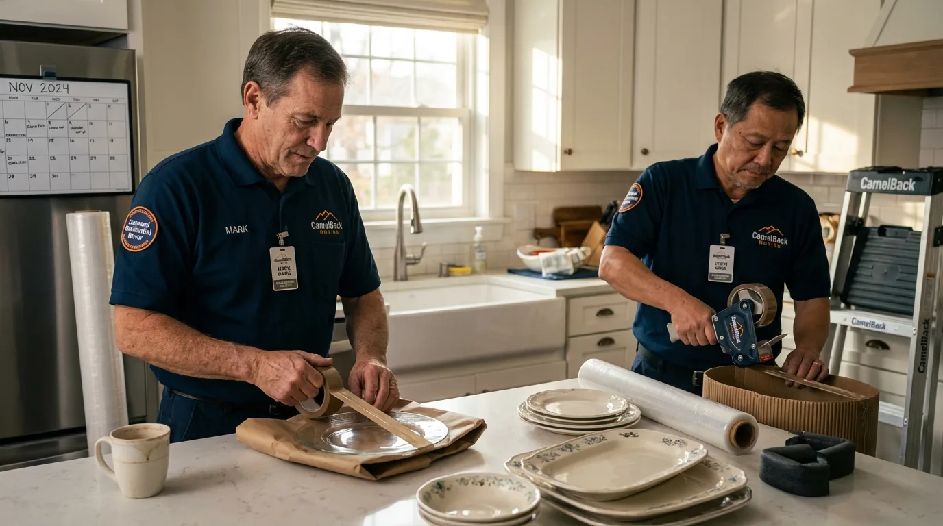 Professional crew packing kitchen dishware in Chaska, MN